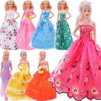 Roupas de boneca Vestido de Princesa Banquete de Festa Lindo Vestido de Flores Bordado Gaze Saia de 11,8 polegadas Boneca Barbie Acessórios
